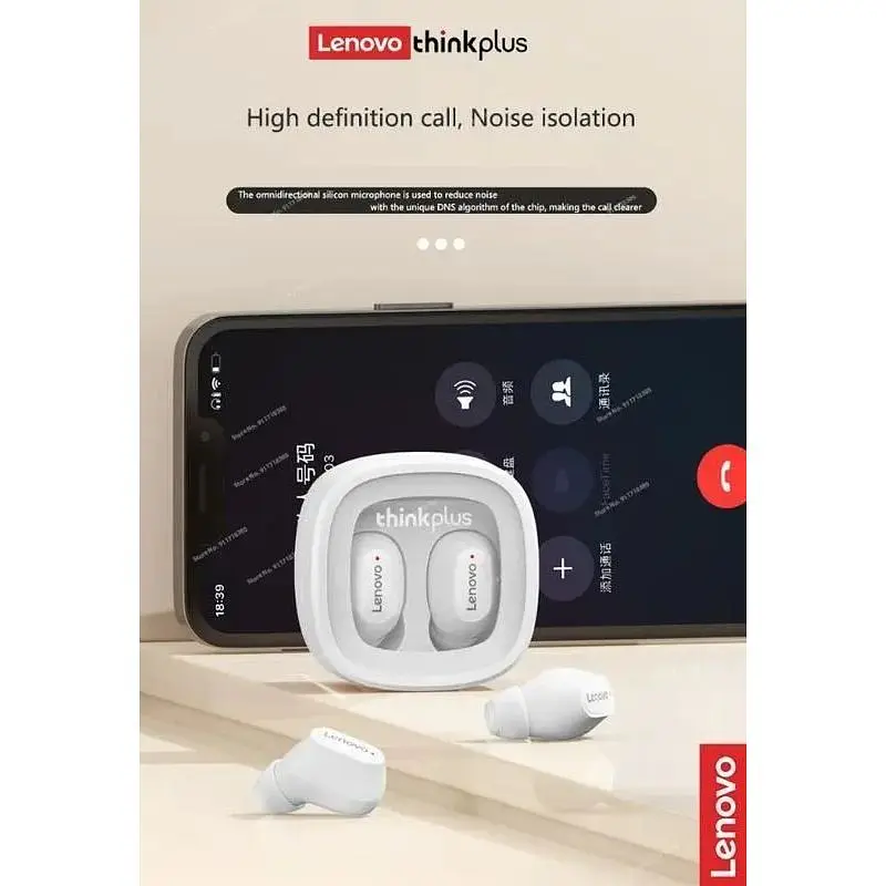 Беспроводная стерео гарнитура Lenovo XT62 - наушники TWS в кейсе белые - фото 3