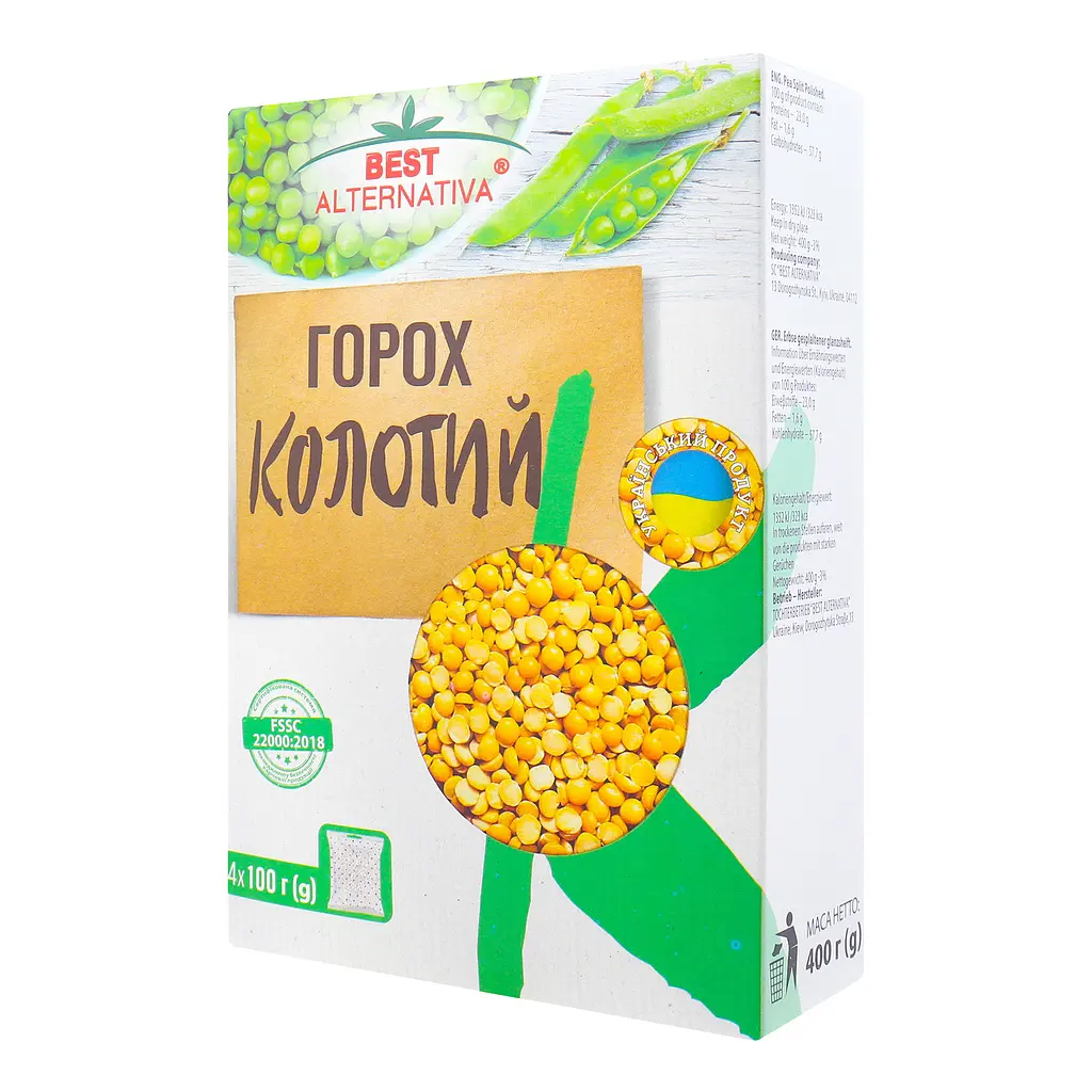 Горох колотий шліфований Бест Альтернатива 400 г (4 пакетиків по 100 г) - фото 2