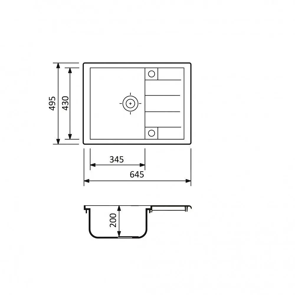 Кухонна мийка Adamant ANILA old stone 645x495x200 мм, з крилом 64,5 см - фото 3