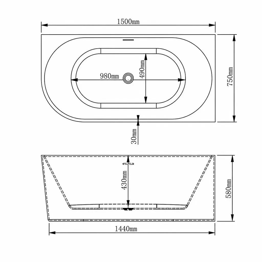 Кутова акрилова ванна VBI Nordend Right 150x75, біла VBI-070715R - фото 6
