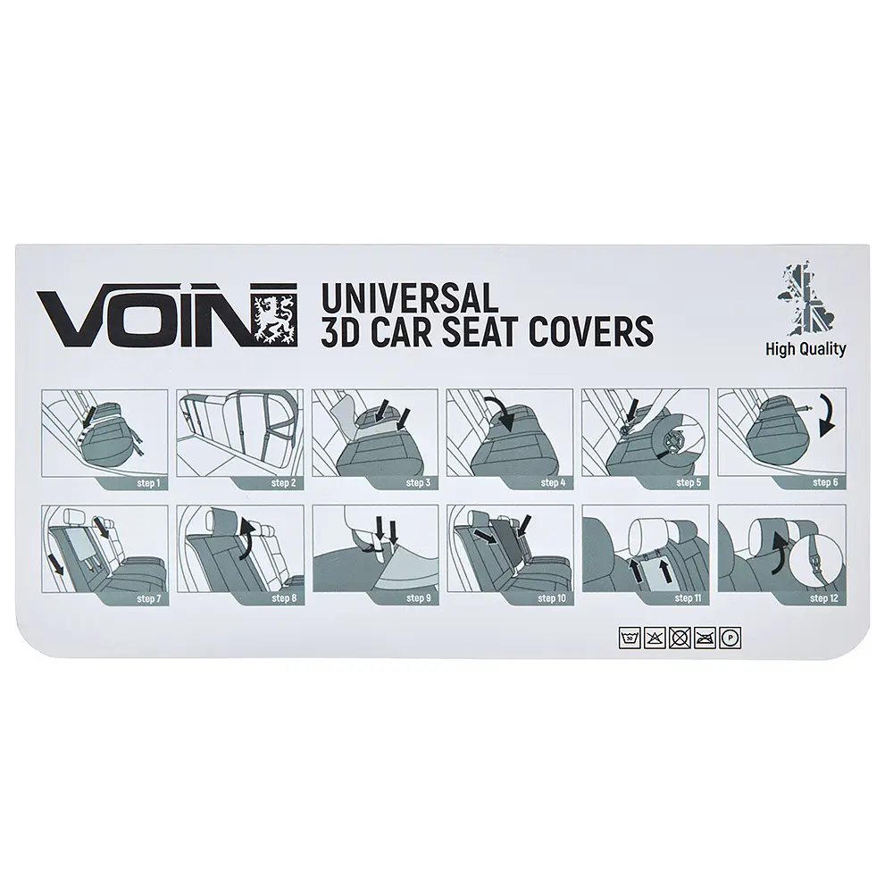 5D Чохли для сидінь Voin Окремі Підголівники Чорний Червоний кант Комплект (V-8863 Bk/RdL Full) - фото 4
