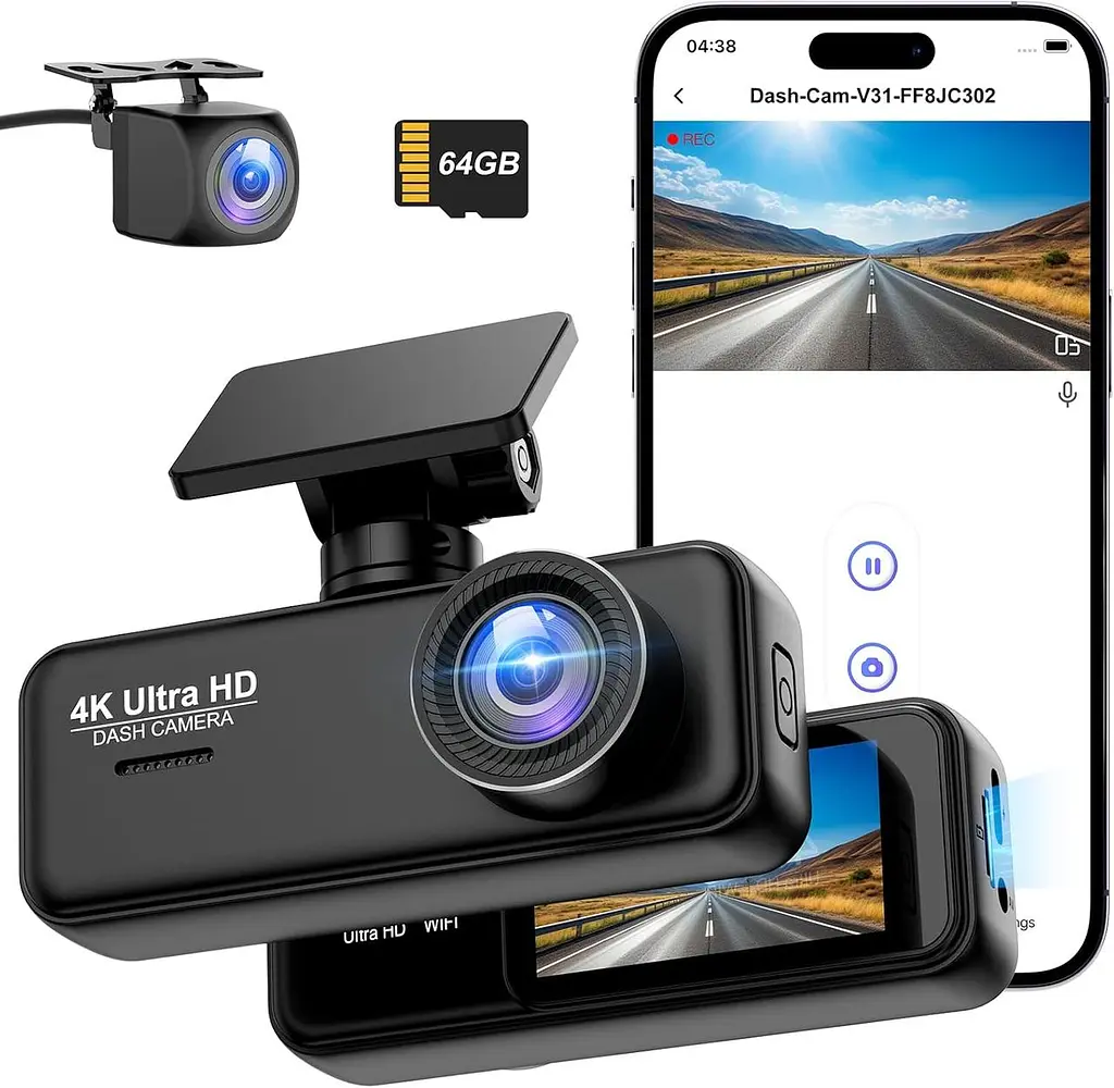 Відеореєстратор SIGRILL 4K+1080P з Wi-Fi та картою 64 ГБ