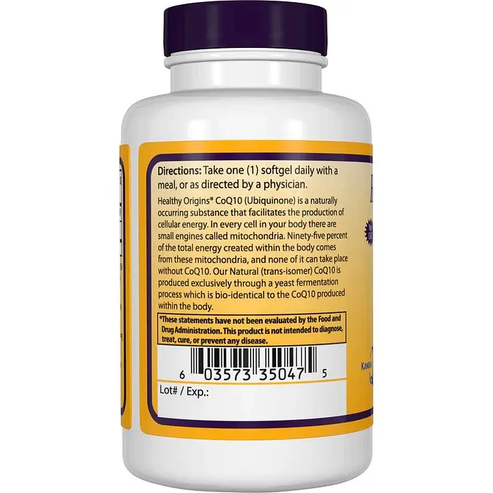 Натуральна добавка Healthy Origins CoQ10 Kaneka Q10, 200 mg 60 капсул - фото 3