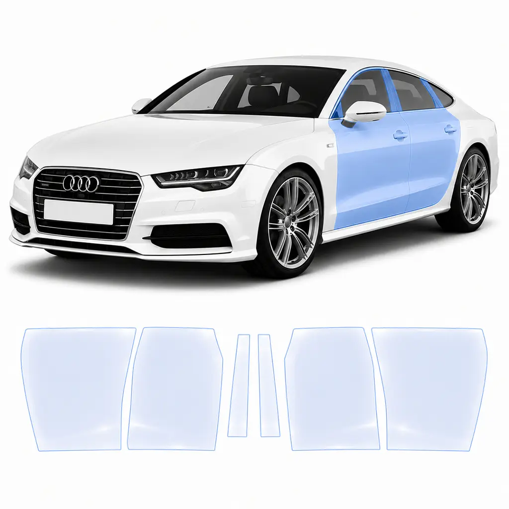Антигравійна захисна бронеплівка за лекалами для Audi A7 4G 2010-2018 - зони дверей і стійки вікон