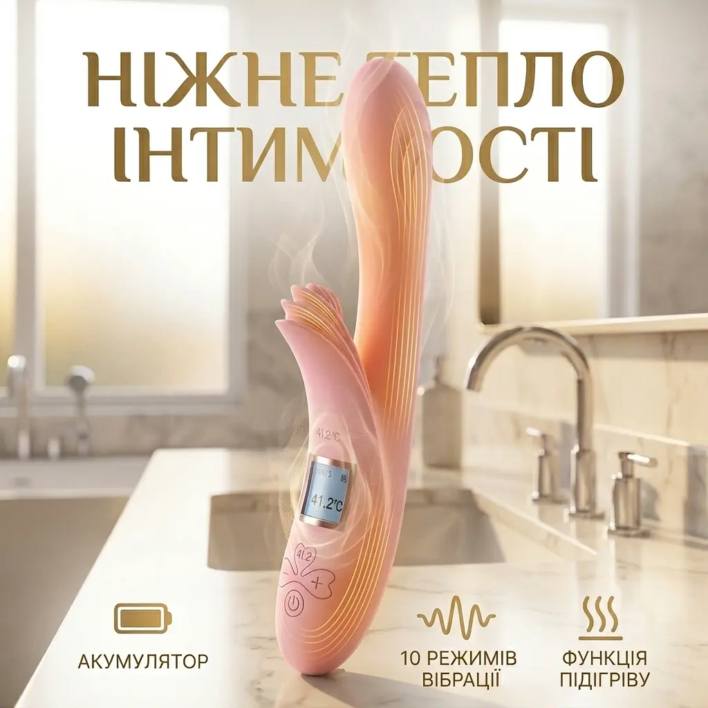 Вібратор кролик з підігрівом силіконовий Lilo 25 см для жінок рожевий - фото 2