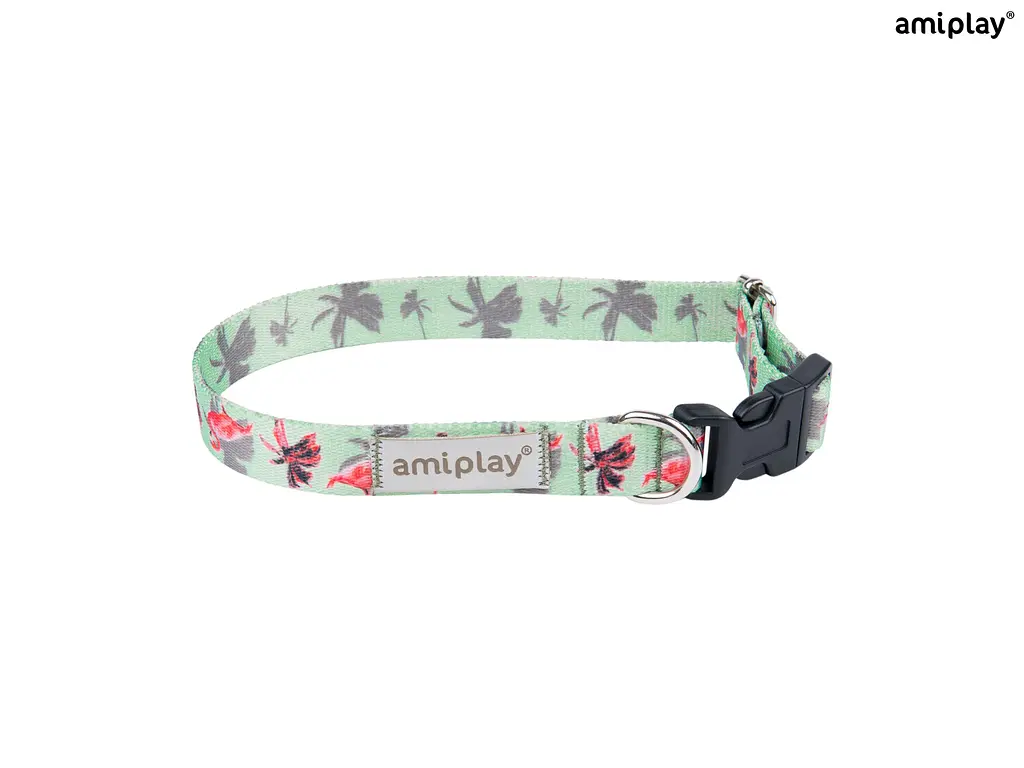 Нашийник для собак Amiplay Be Happy S, 20–35 × 1,5 см, фламінго