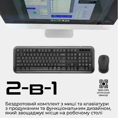 Комплект (клавиатура+мышь) Promate PROCOMBO-6 USB Black - фото 2