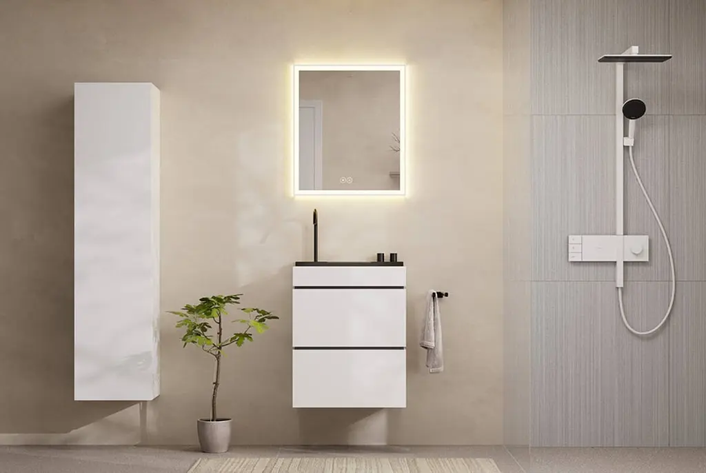 Душова система з термостатом Hansgrohe Raindance Alive Q 210x340 2jet EcoSmart з ShowerSelect Comfort matt white 24591700 - фото 2