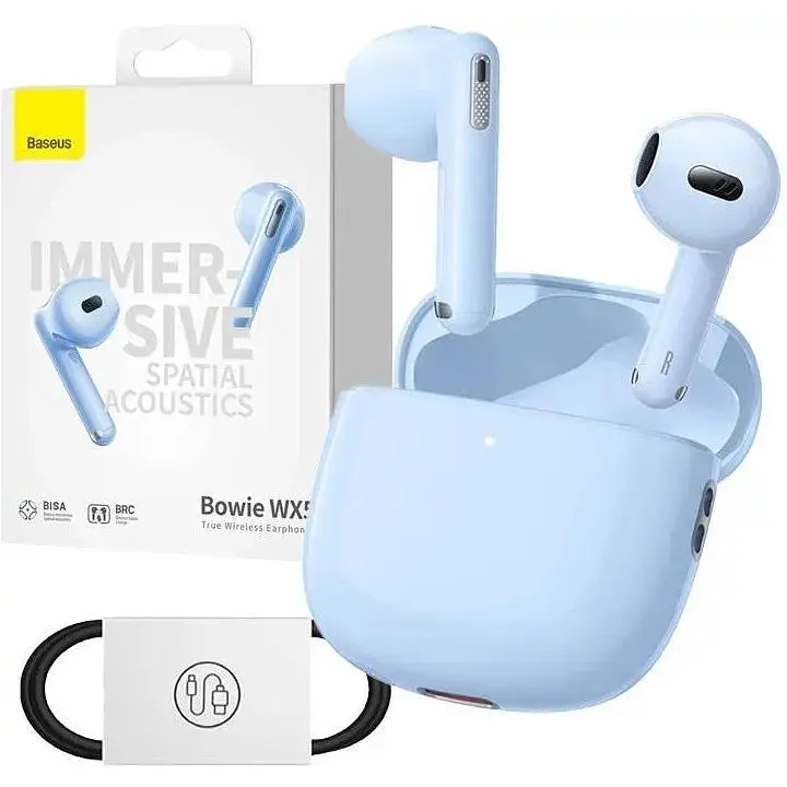 Наушники беспроводные Baseus Bowie WX5 голубые - фото 4