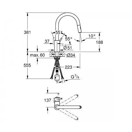 Змішувач для кучні Grohe Concetto 31483002, Хром - фото 2