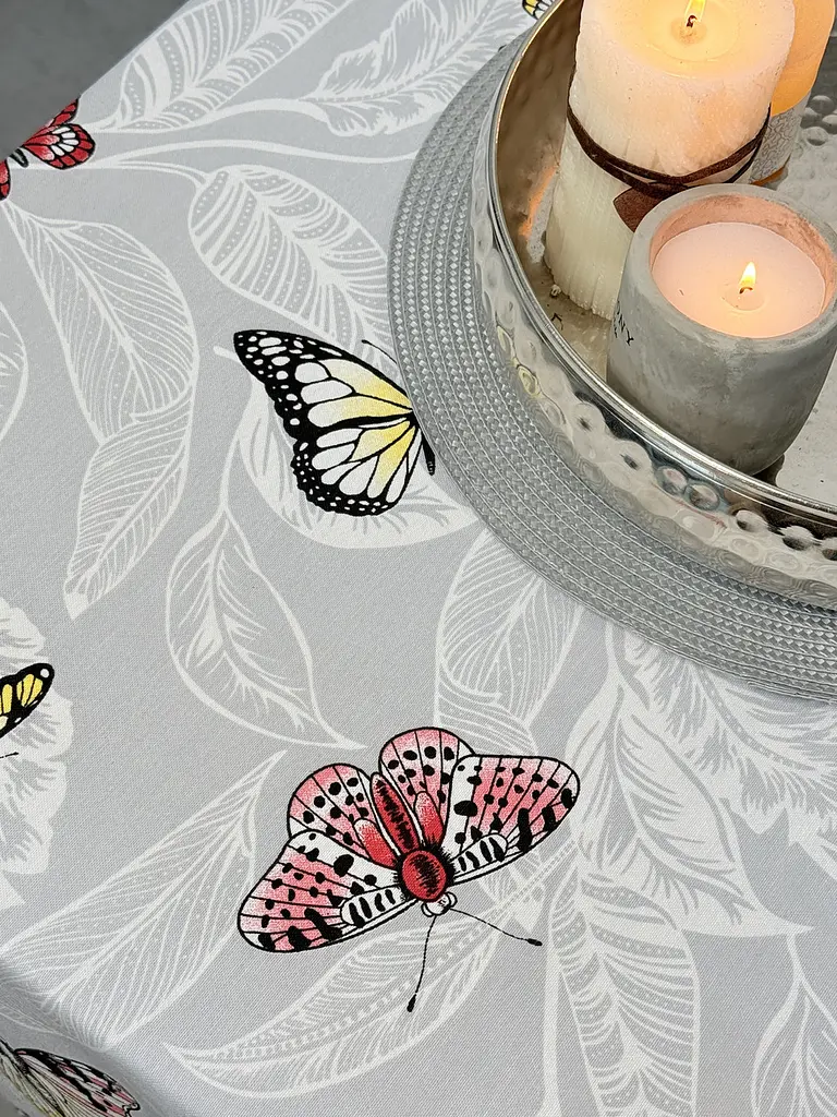 Скатертина Ecotton DUCK 170х150 см водовідштовхувальна сіра 5725-13 Метелики (24033) - фото 2