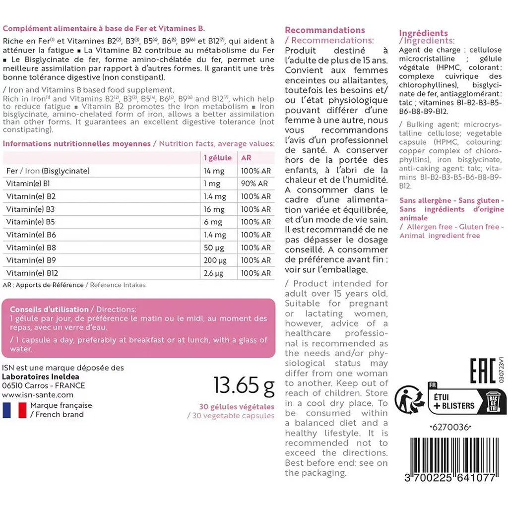 Комплекс Ineldea Suplefer Подолання дефіциту заліза та втоми 30 капсул - фото 2