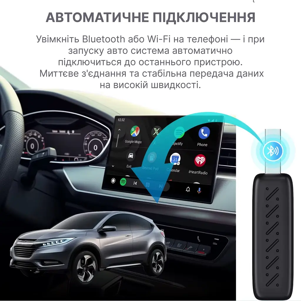 Бездротовий USB адаптер XUDA 2в1 для автомобіля Apple CarPlay та Android Auto, WiFi 5G, Bluetooth 5.0 - фото 5