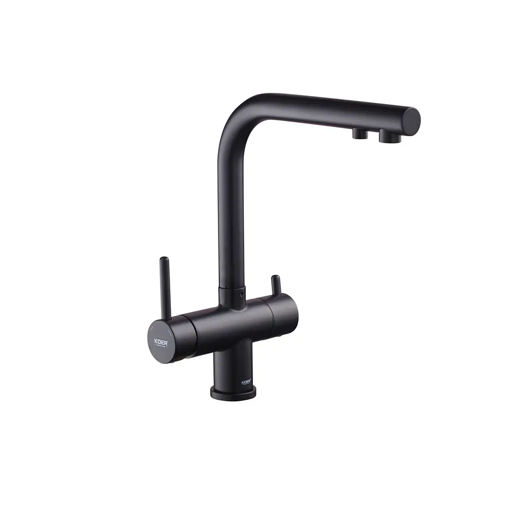Смеситель для кухни на две воды Koer KB-72001-05 KR3392 Черный матовый - фото 3