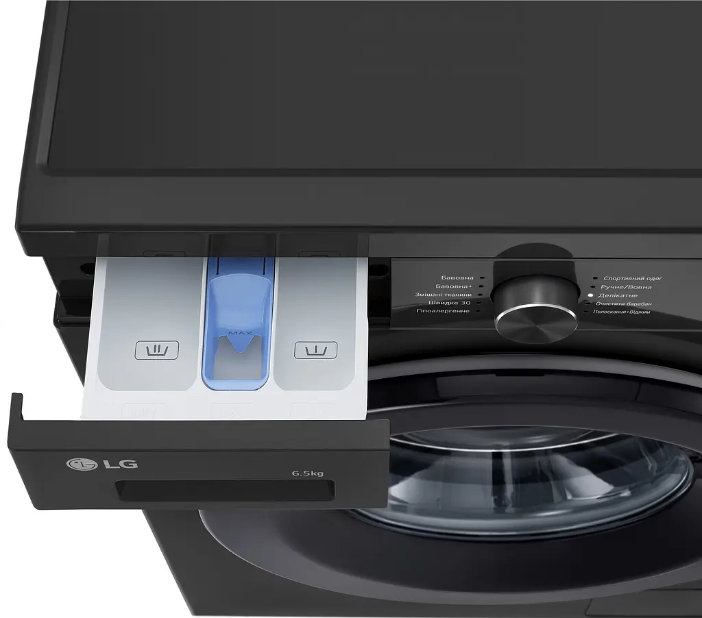 Пральна машина LG фронтальна, 6.5кг, 1200, A+++, 44см, дисплей, пара, інвертор, чорний (F2Y1WS6J) - фото 9