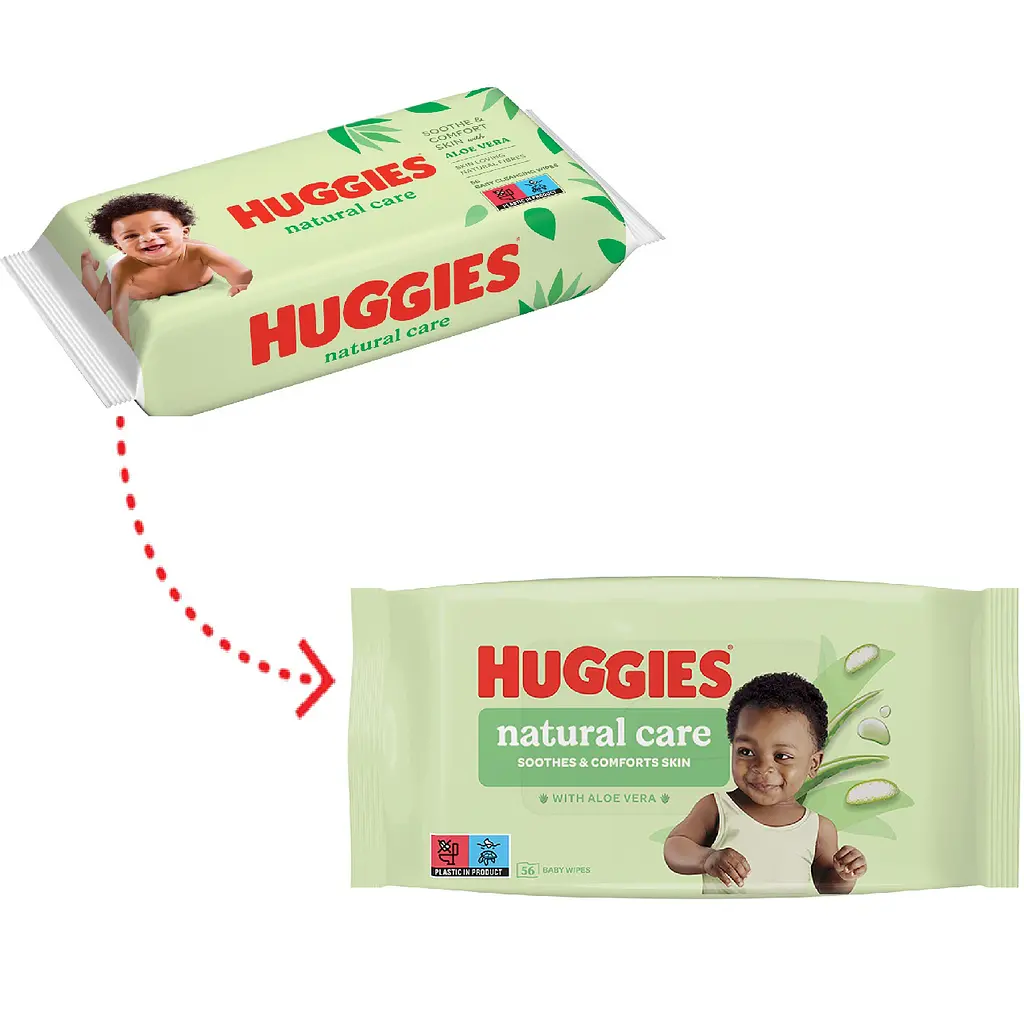 Уцінка. Набір вологі серветки Huggies Natural Care 224 шт. (4 уп. по 56 шт.)  - фото 3
