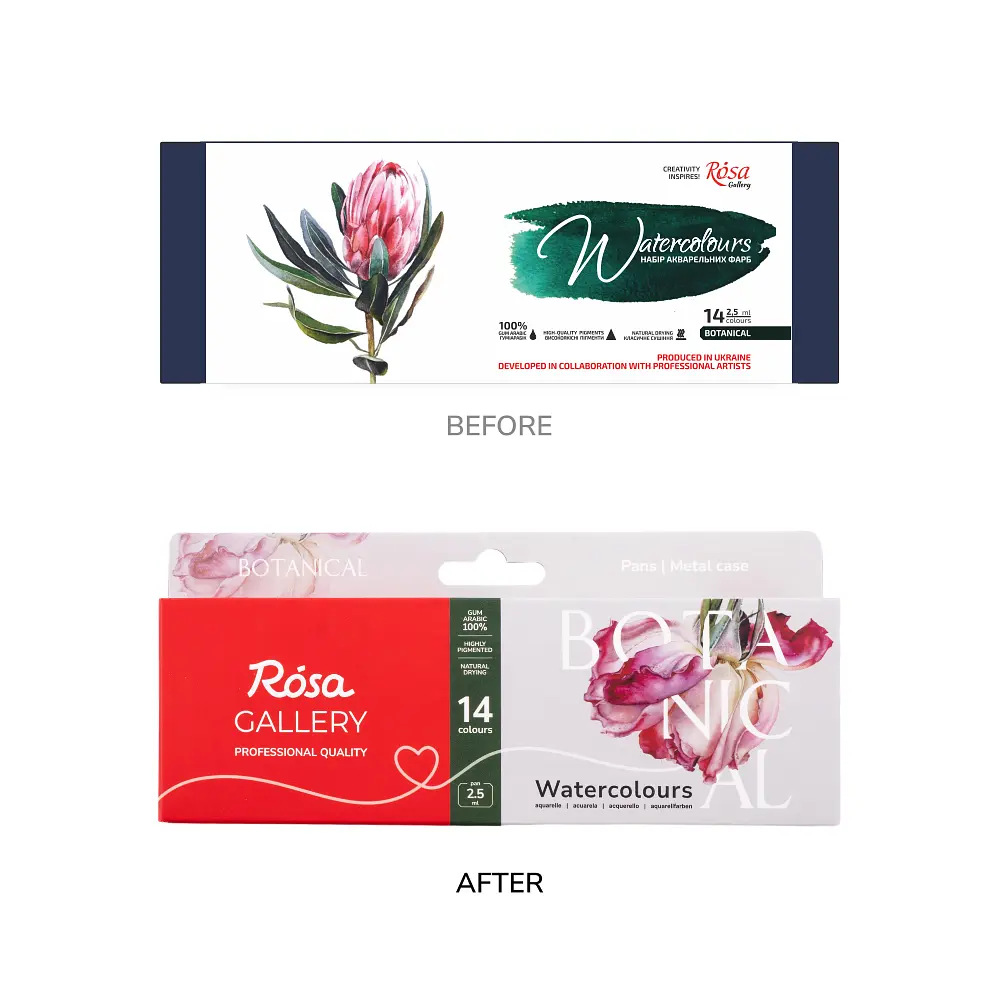 Набір акварельних фарб Botanical, 14х2,5 мл, кювета, метал. пенал, Індіго ROSA Gallery (4823098518013) - фото 5