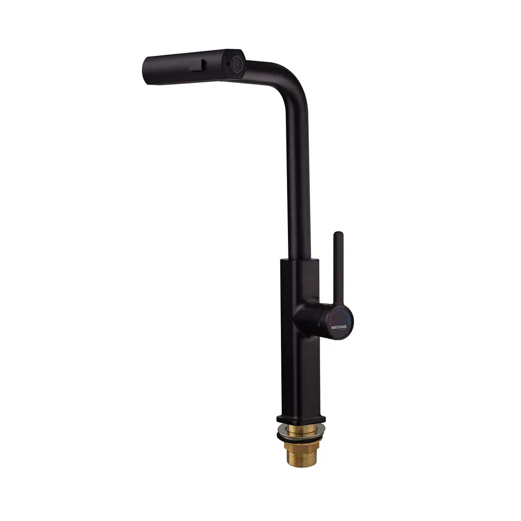 Змішувач для кухні з висувним виливом Mixxus Premium Hammer 014 Black MI6954 Чорний матовий - фото 7