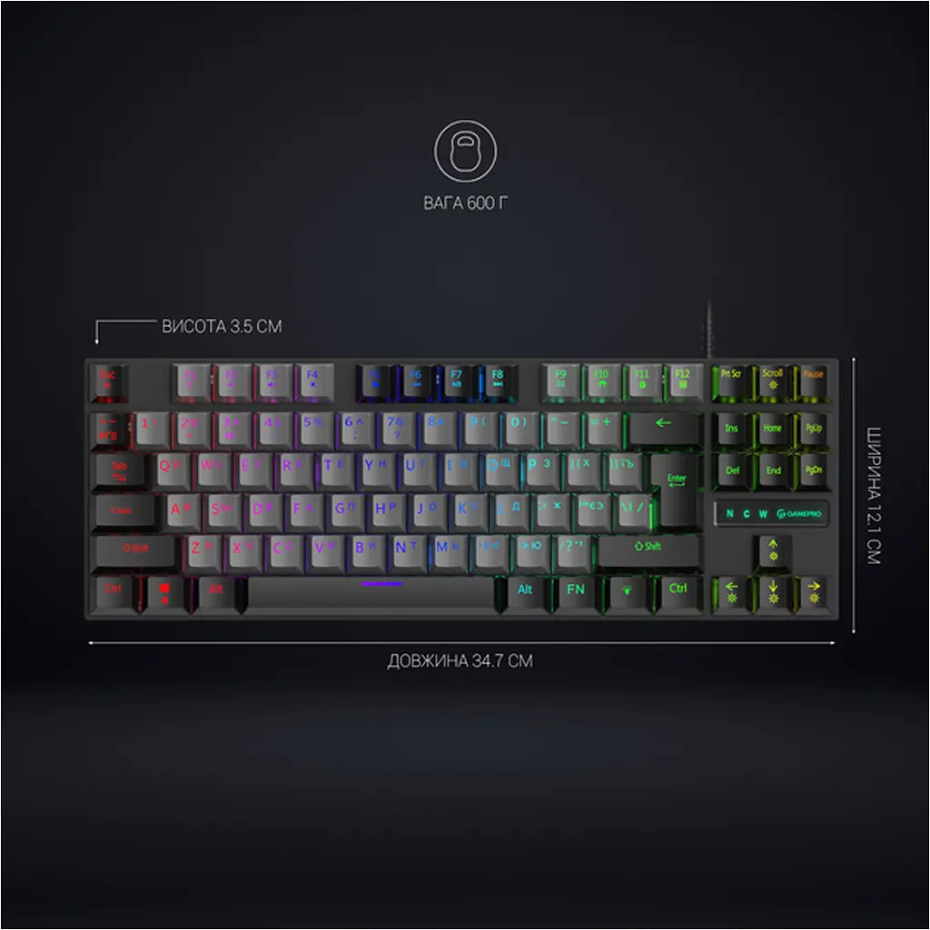 Клавиатура GamePro MK100B Blue Switch LED USB Black [MK100B] [111027] - фото 12
