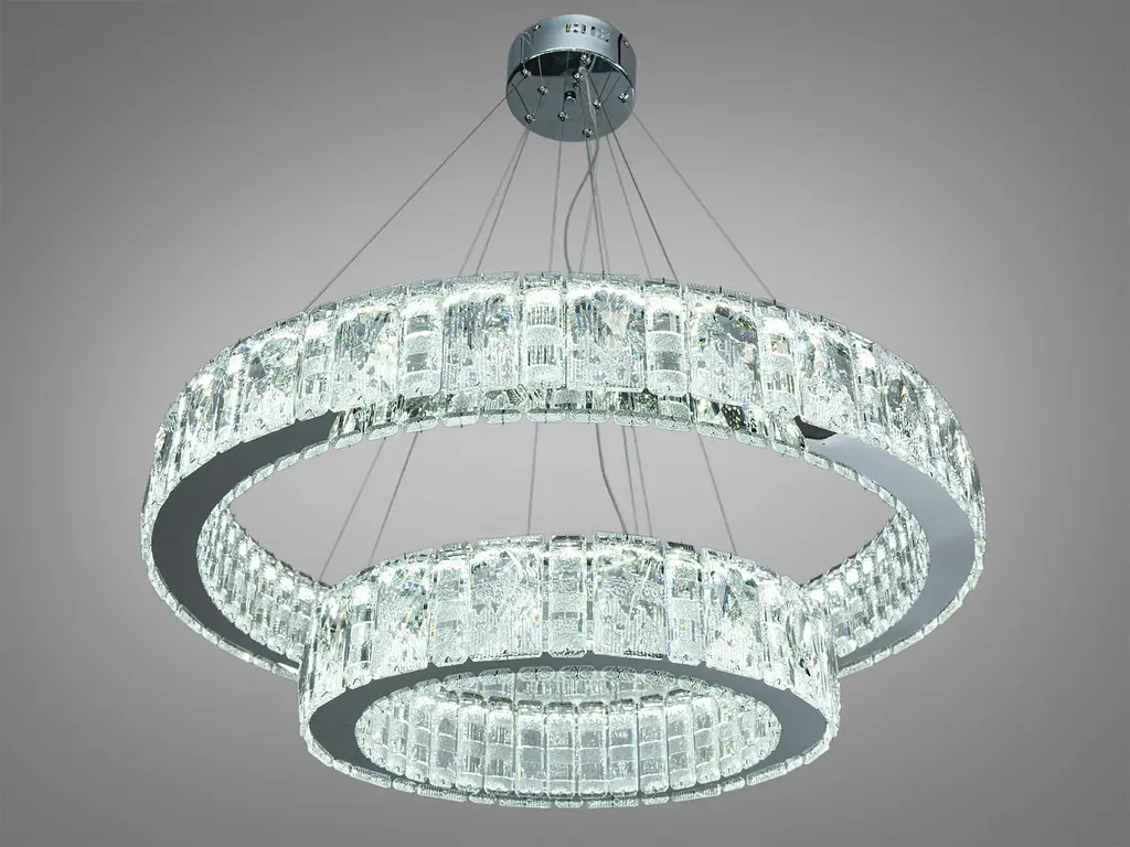 Підвісна LED люстра Diasha 585/800+500HR хром 135 Вт пульт 23 м2 - фото 3