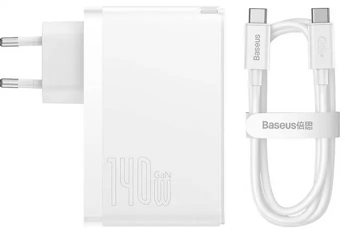 Адаптер - блок на 3 порта - зарядное Baseus Gan5 Pro Fast Charger 140W (CCGP100202) + кабель C to C - фото 3