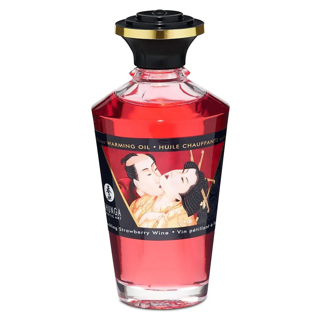 Розігріваюче масло Shunga Aphrodisiac Warming Oil Sparkling Strawberry Wine без цукру 100 мл - фото 2