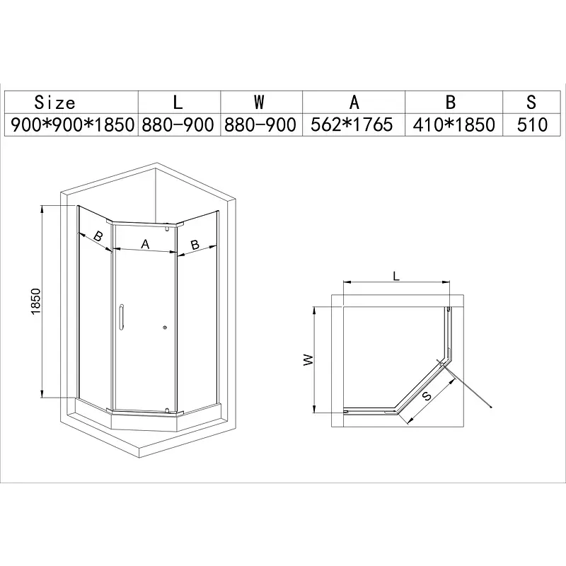 Душова кабіна з низьким піддоном Mixxus Lines SCT01-90x90x198-Tr прозоре скло 6мм New (в 2 ящ) chrome MI8370, Хром, прозорий, хром - фото 10