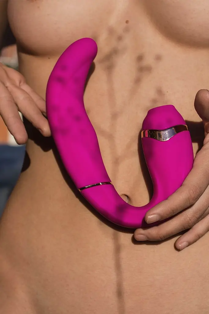 Вібратор Adrien Lastic My G із вакуумною стимуляцією клітора, 16х3.5 см рожевий - фото 12