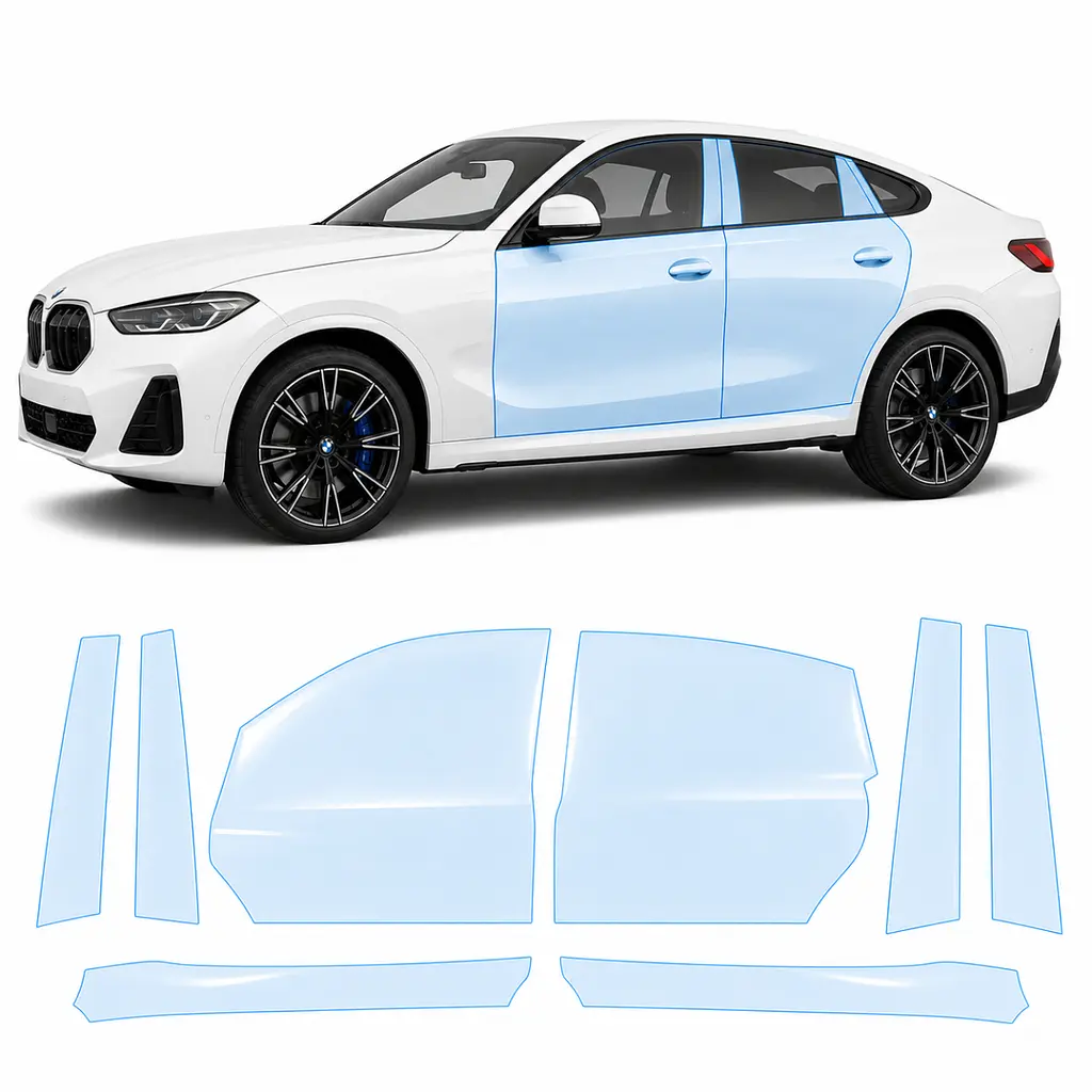 Антигравійна захисна бронеплівка за лекалами для BMW X6 F16 2014-2019 - зони дверей і стійки вікон