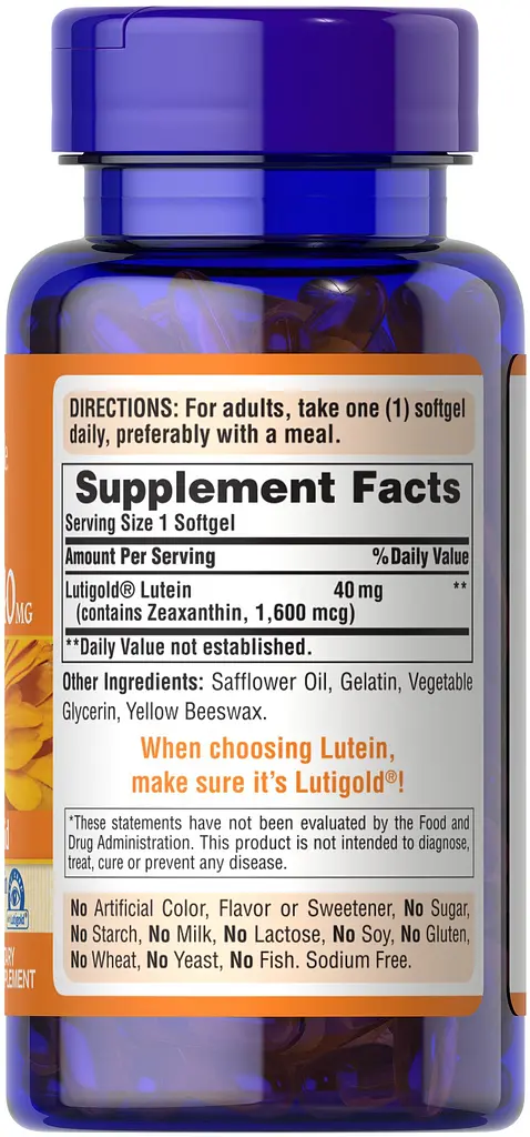 Лютеїн з зеаксантином Puritan's Pride Lutein 40 мг 60 капсул - фото 2