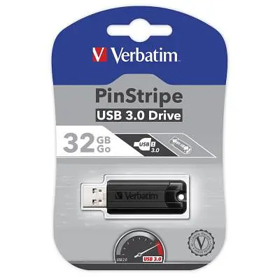 USB флеш накопитель Verbatim 32GB PinStripe Black USB 3.0 (49317) - фото 5