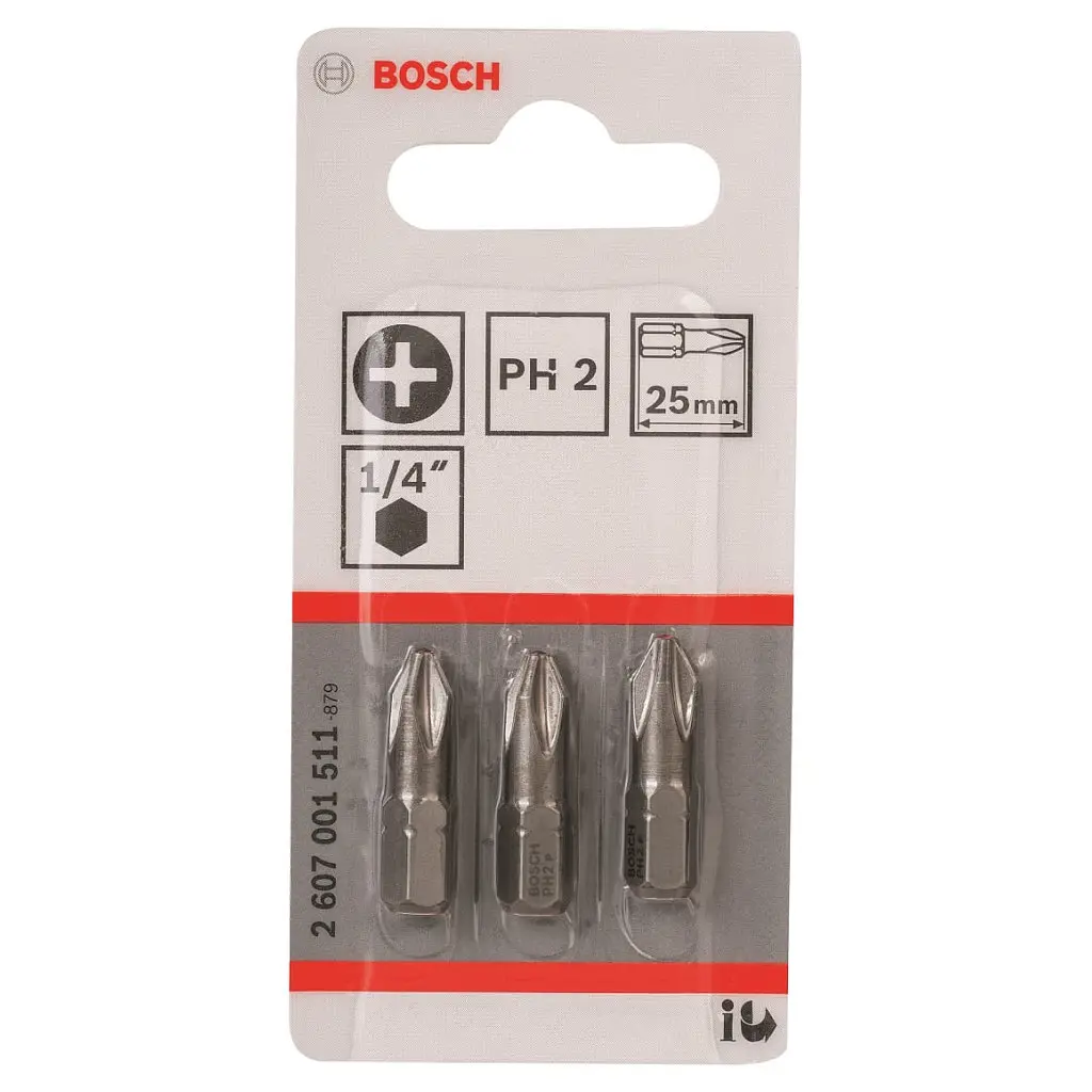 Набір біт Bosch Extra-Hart PH2, 25 мм 3 шт. (2.607.001.511)
