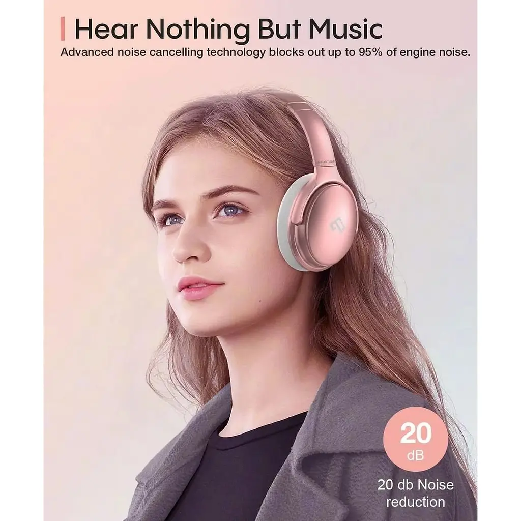 Навушники Infurture з активним шумозаглушенням Bluetooth 5.0 рожеве золото - фото 2