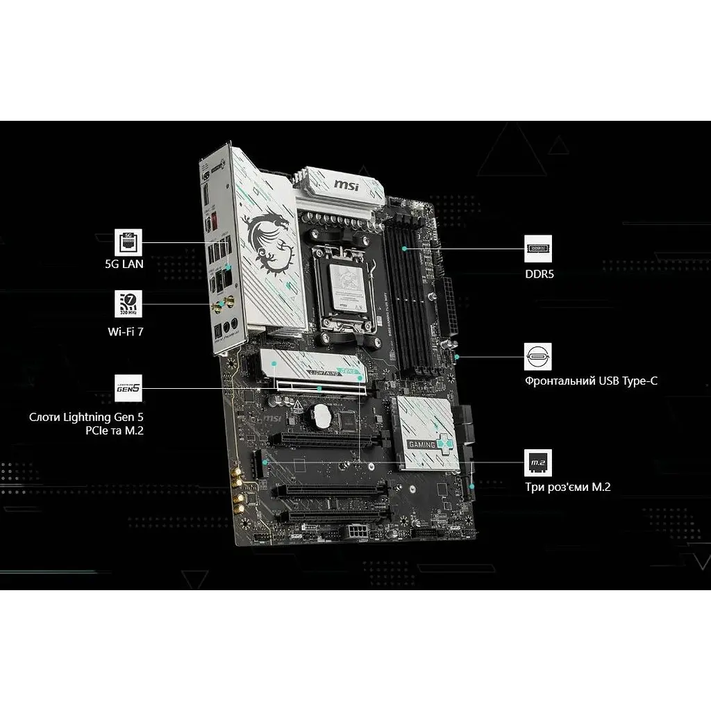 Материнская плата MSI B850 Gaming Plus WiFi Socket AM5 - фото 8
