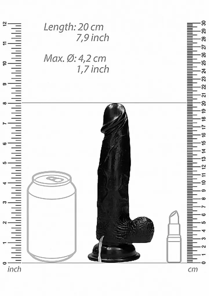 Вибратор RealRock Cock 8quot; 20 см (черный) - фото 4
