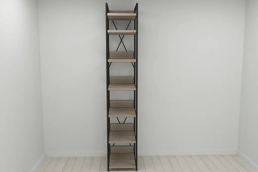 Шафа Гардероб Уні секція 4 серії Конект Ferrum-decor 220x40x50см Чорний метал ДСП Дуб Сонома Трюфель 32 мм (FRD-104550) - фото 1