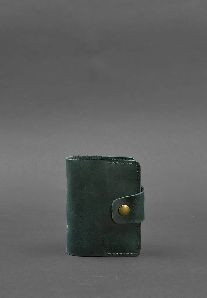 Шкіряний кард-кейс 7.1 (Книжечка) зелений Crazy Horse - фото 2