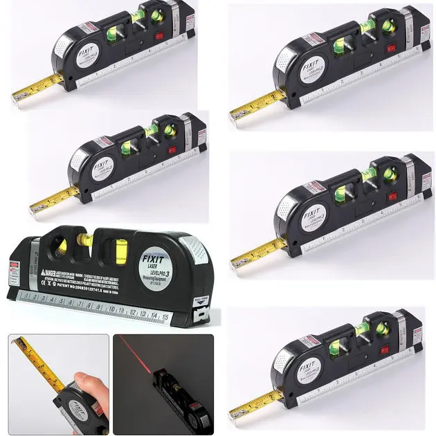 Рівень лазерний 4 в 1 рідинний 3х рівень рулетка лінійка Fixit Laser Level PRO 3 - фото 7