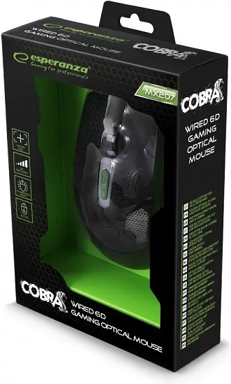 Миша Esperanza MX207 Cobra USB black green (EGM207G) - фото 4