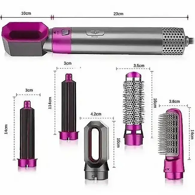 Стайлер фен щітка для волосся 5в1 Hair Brush в кейсі 1000Вт UKC 9234 Pink ТР - фото 5