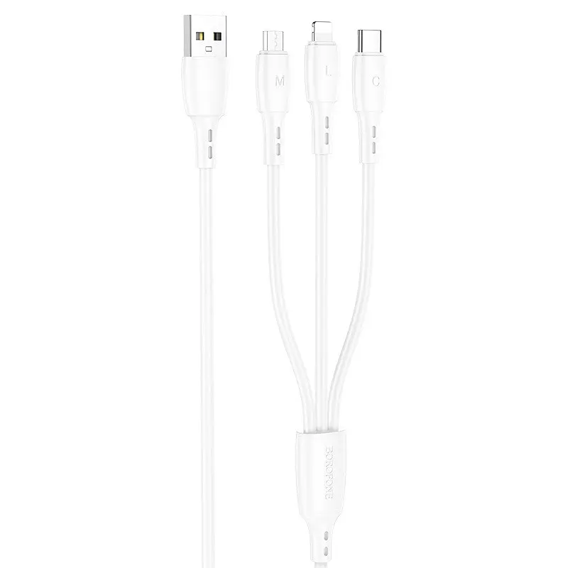 Кабель BOROFONE BX71 3-in-1 charging cable (iP+Micro+Type-C) Белый