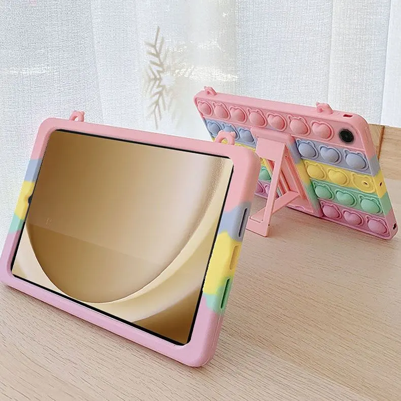 Чехол SoftGel Kids детский pop-it Samsung Galaxy Tab A9 8.7 SM X110 X115 Радужный - фото 4