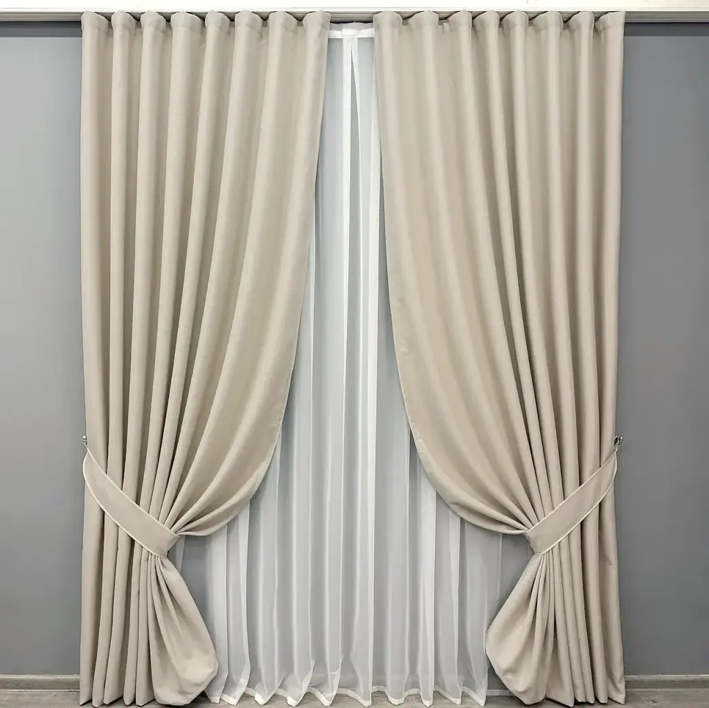 Комплект штор VR-Textil Scandi блекаут 2 шт 100x270 см бежевий (1904ш) - фото 2