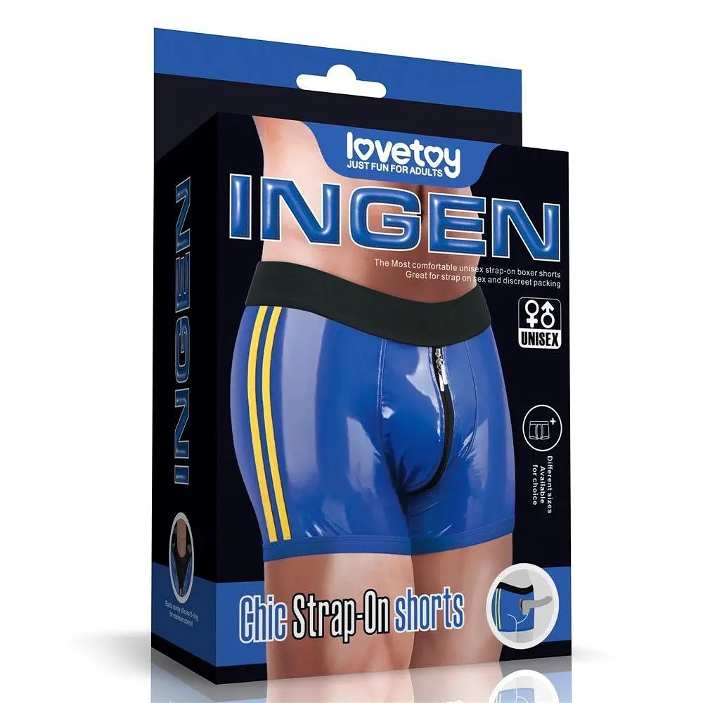 Трусики для страпона Lovetoy Chic Strap-On Shorts, 36-39 (синій)