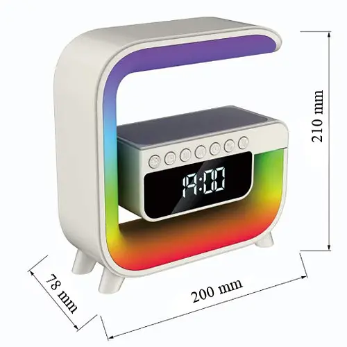 Акумуляторний нічник G-Smart G30 RGB з годинником, Bluetooth колонкою та зарядкою для телефону - фото 6