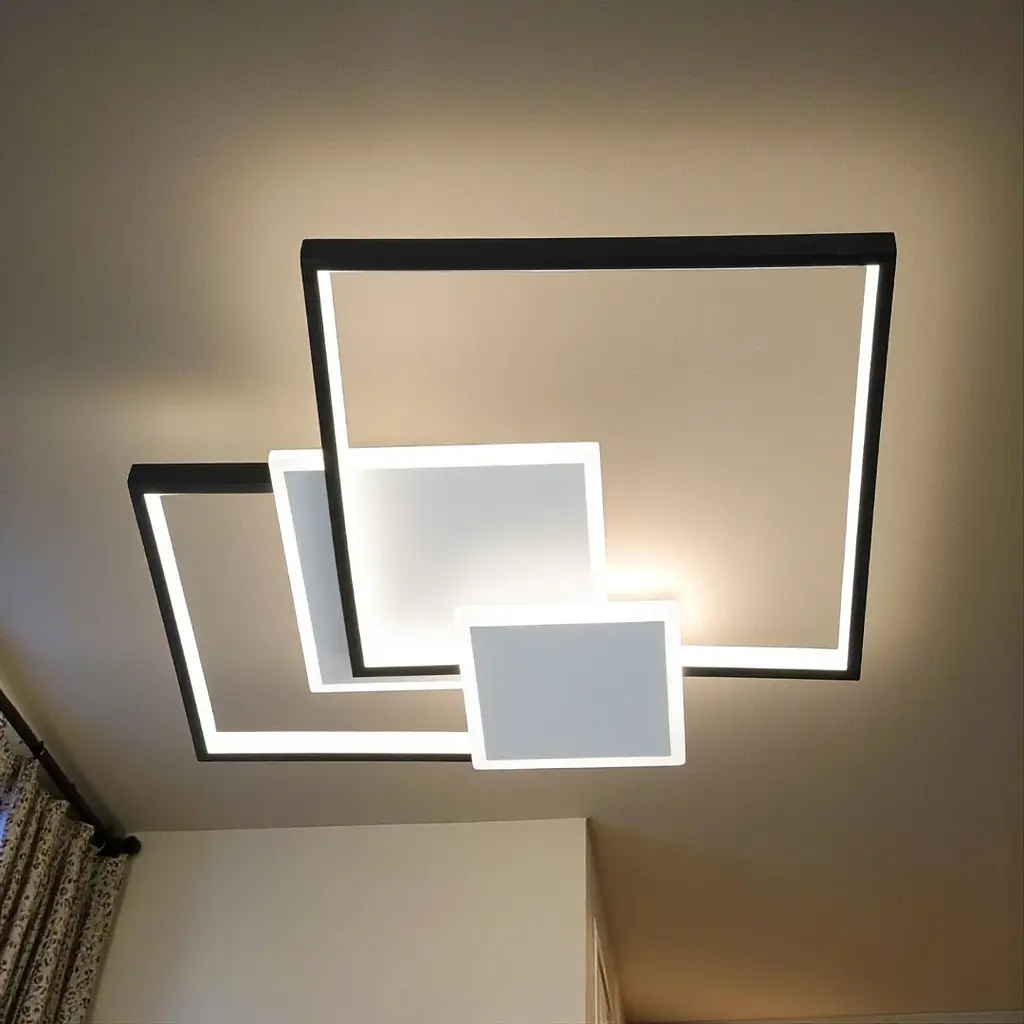 Сучасна стельова LED-люстра Diasha MX2250/2WH+BK, 70 W, квадратна, Ø45 см - фото 2