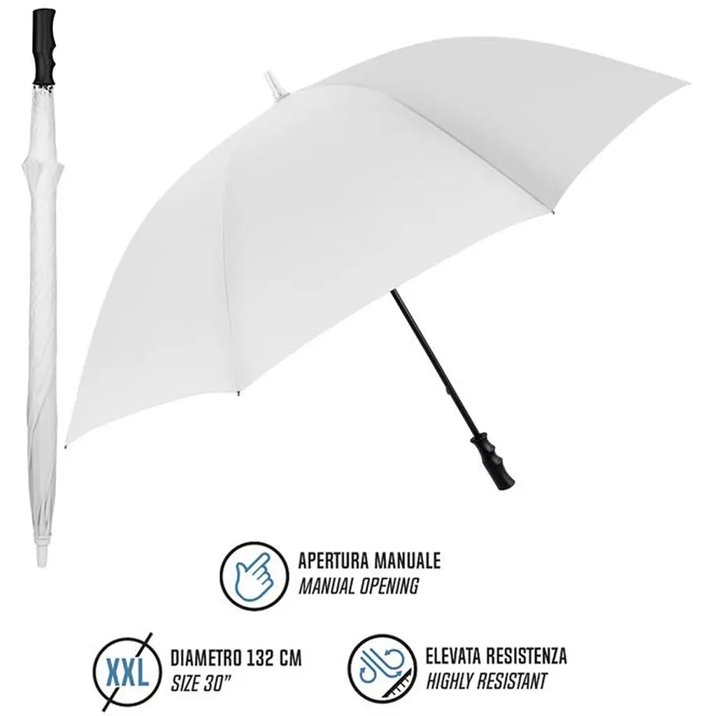 Зонтик-трость Perletti Golf XXL с системой антивитер белый (P96020-04) - фото 2