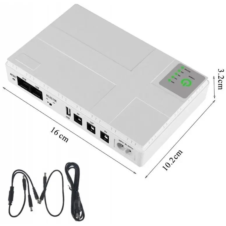 ИБП UPS для роутера DC1018P 12V/ 9V/ 5V 10400 mAh 18W для устройств постоянного тока DC белый - фото 3