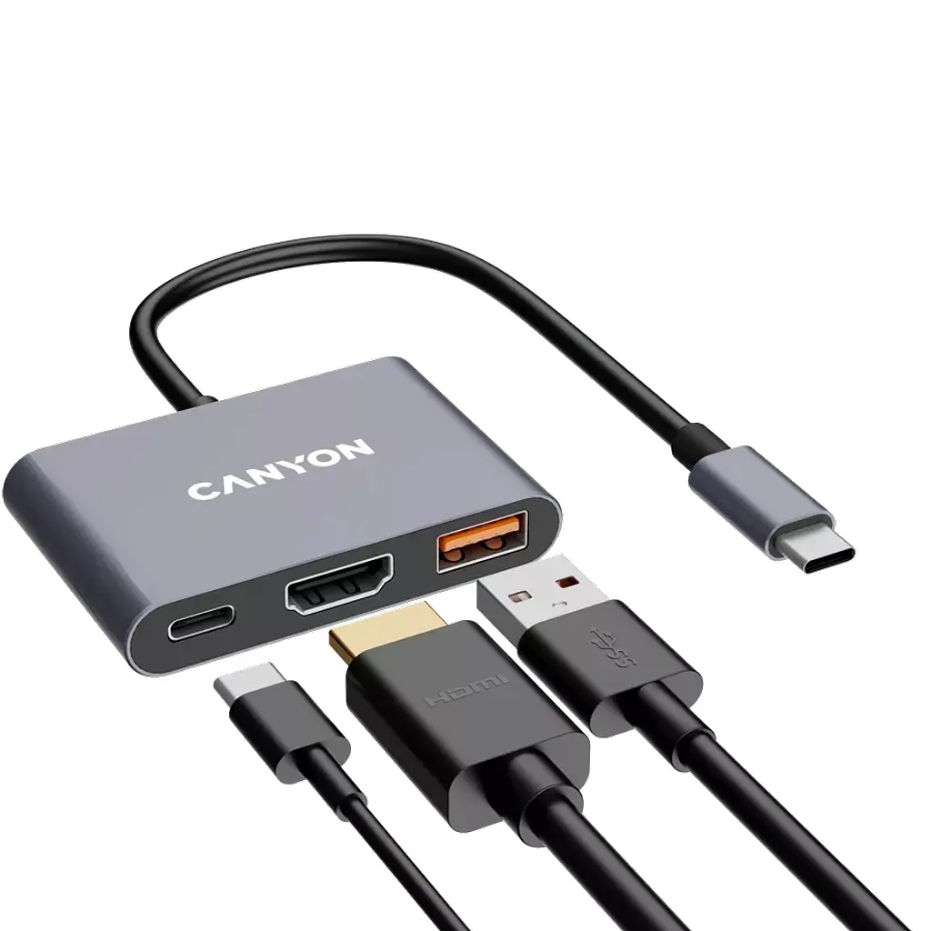 Концентратор Canyon hub DS-4 3in1 USB-C Grey (CNS-TDS4) - фото 5