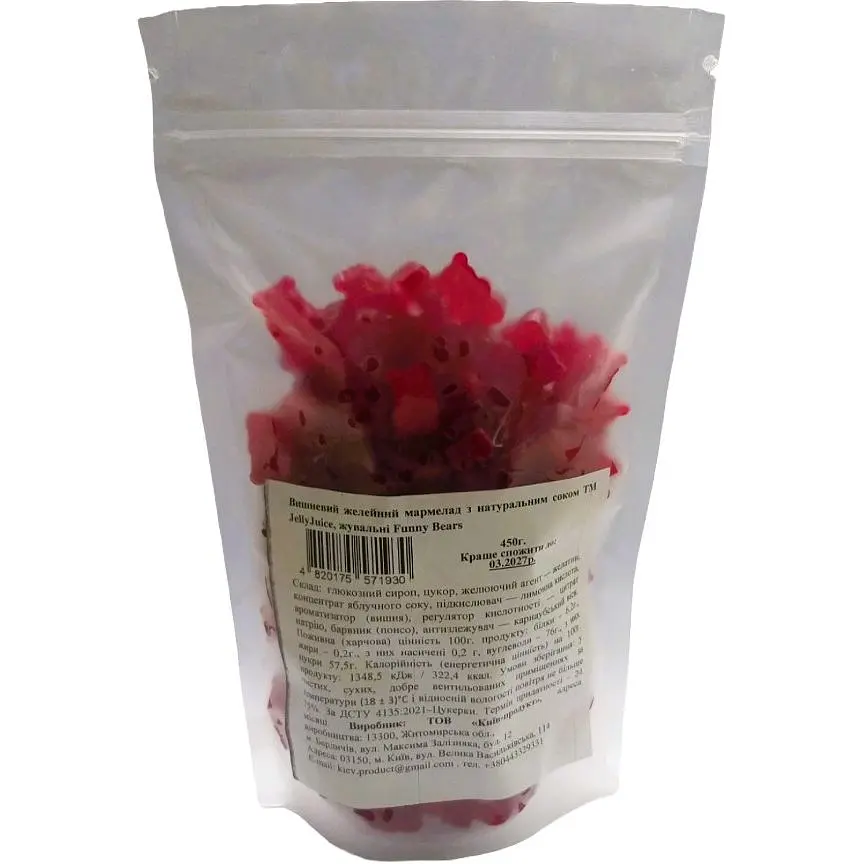 Мармелад желейний Jelly Juice Funny Bears Вишневий з натуральним соком 450 г - фото 2
